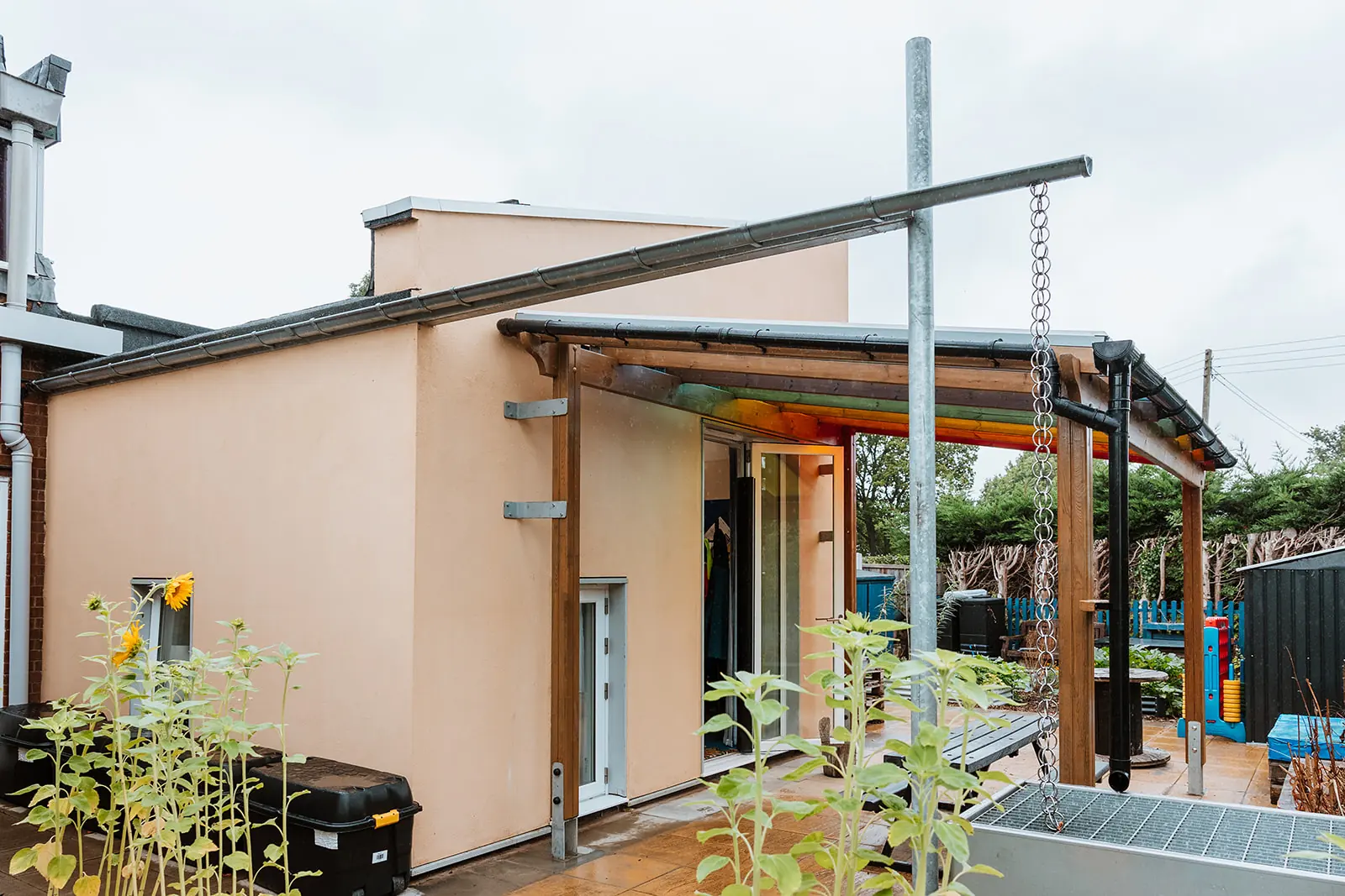 Exterior side and canopy - Longden school - Classroom extension