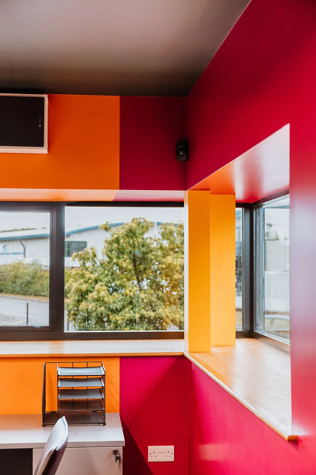 Office window corner - SMC Custom installs - Mezzanine offices
