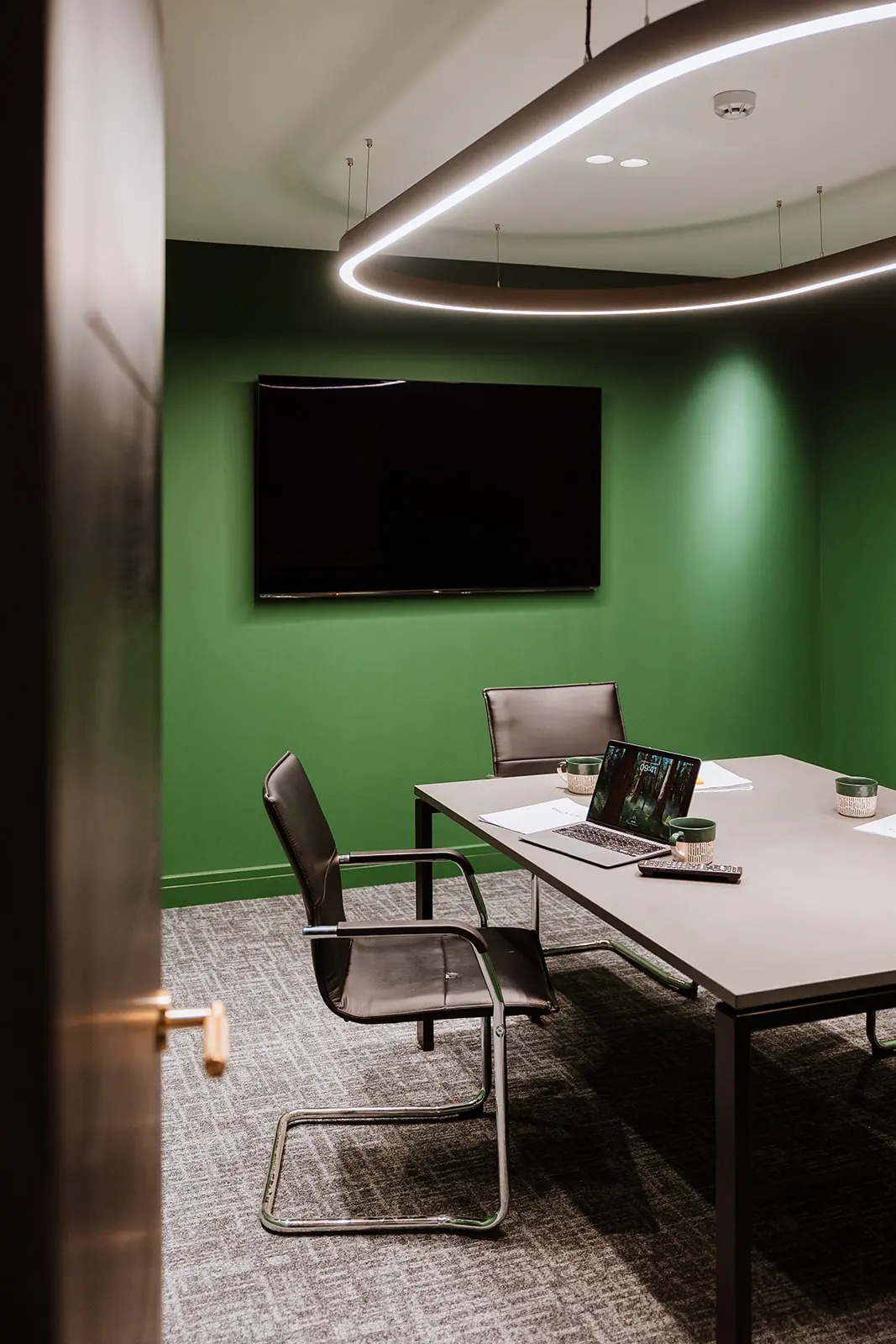 Meeting room through door - SMC Custom installs - Mezzanine offices
