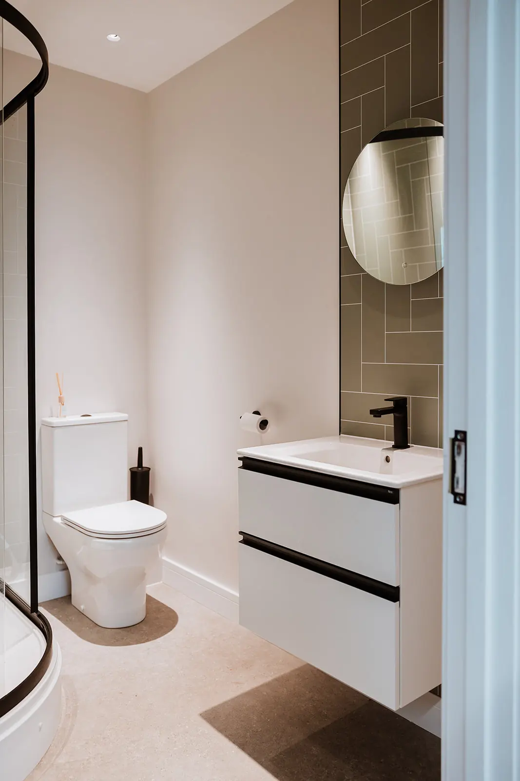 Washroom through door - SMC Custom installs - Mezzanine offices