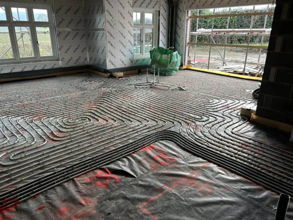 Underfloor heating pipes - Ashfield - 4-bed detached new build, Church Stretton