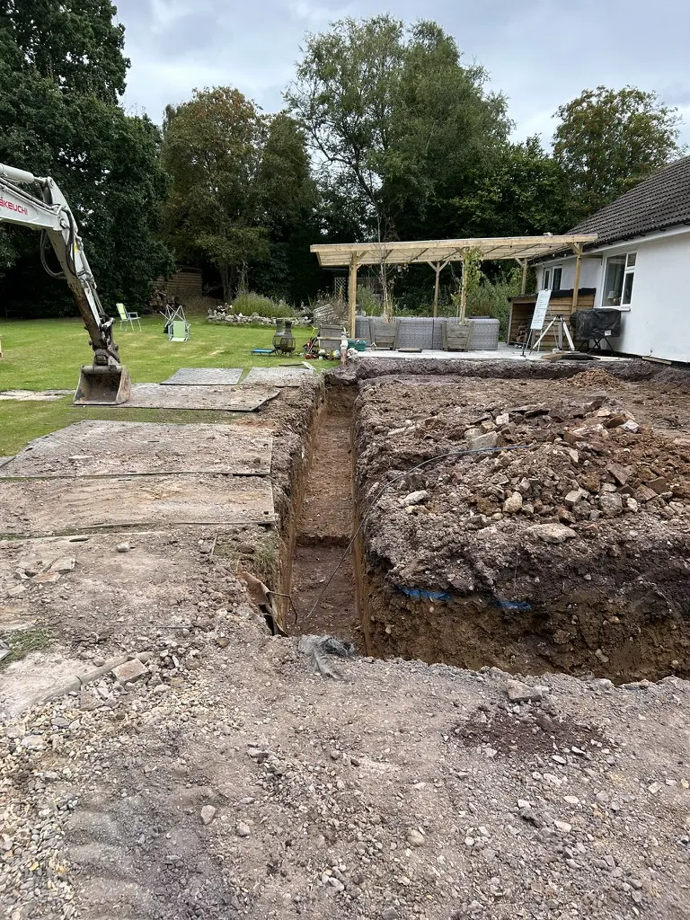 Foundation trench dug - Kitchen extension - A Kitchen extension in Lyth Hill