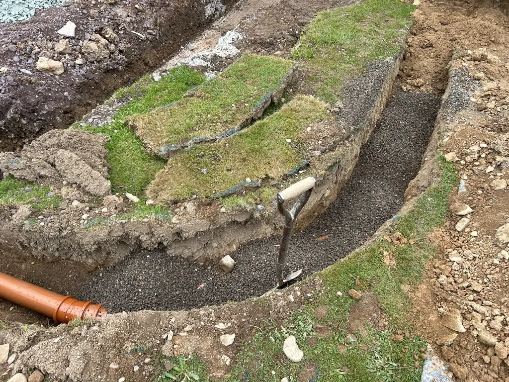 Drain trench bedding - Kitchen extension - A Kitchen extension in Lyth Hill