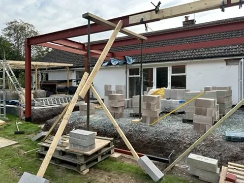 Steel frame and blocks delivered - Kitchen extension - A Kitchen extension in Lyth Hill