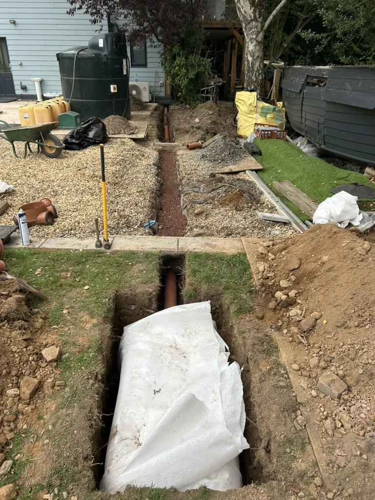 Soakaway trench lined - Kitchen extension - A Kitchen extension in Lyth Hill