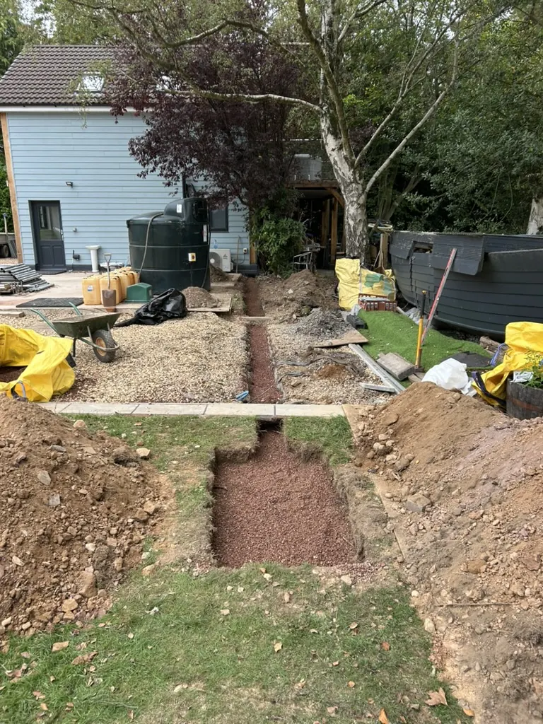 Soakaway trench backfilled - Kitchen extension - A Kitchen extension in Lyth Hill