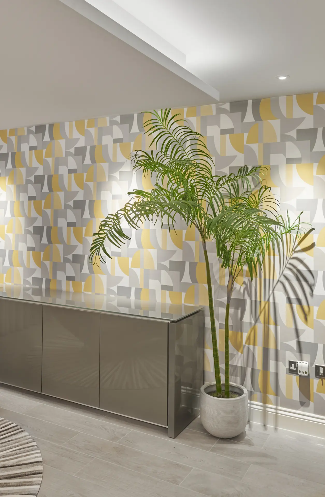Finished wallpaper and sideboard - Media Wall - High end media wall