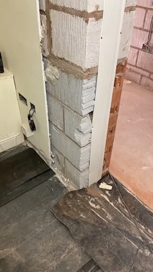 Doorway blockwork reveal - Rear extension - New kitchen + living space in Harmer Hill