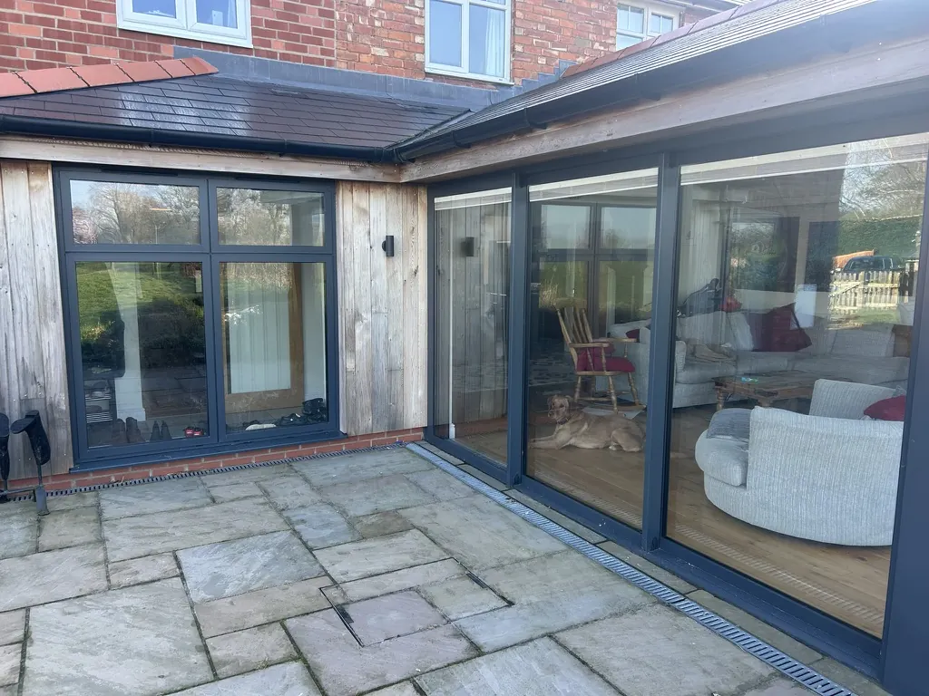 Finished exterior corner - Rear extension - New kitchen + living space in Harmer Hill