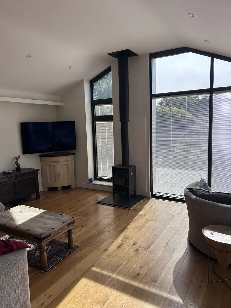 Finished living room - Rear extension - New kitchen + living space in Harmer Hill